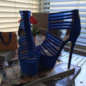 blue high heels